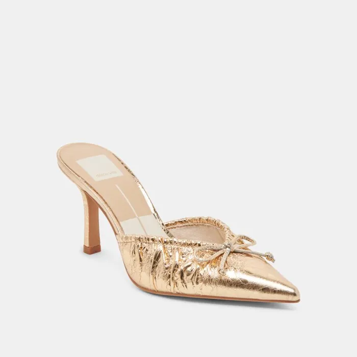 Mules and Clogs Women Dolce Vita Kairi Heels Gold Distressed Leather