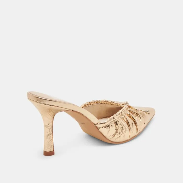 Mules and Clogs Women Dolce Vita Kairi Heels Gold Distressed Leather