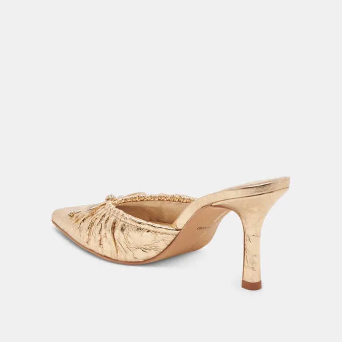 Mules and Clogs Women Dolce Vita Kairi Heels Gold Distressed Leather