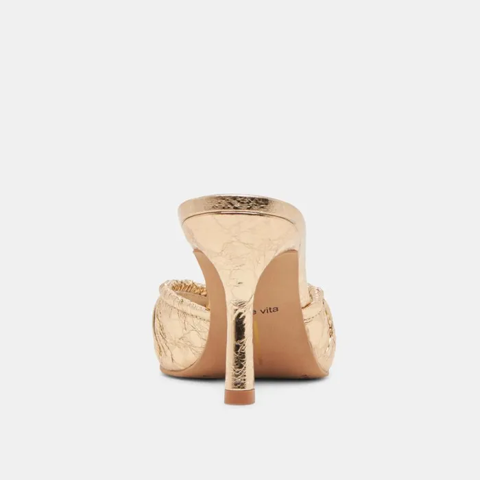 Mules and Clogs Women Dolce Vita Kairi Heels Gold Distressed Leather