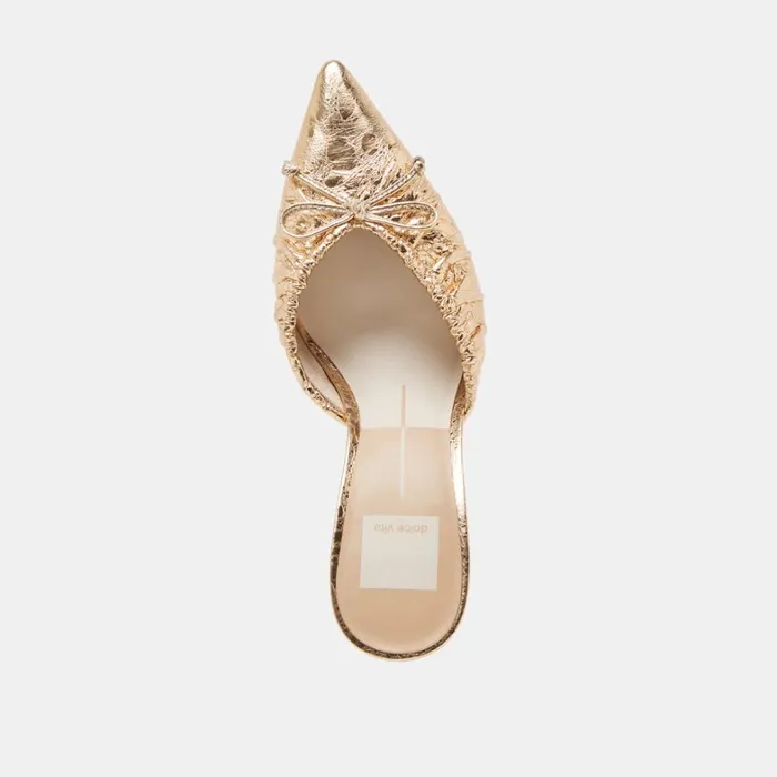 Mules and Clogs Women Dolce Vita Kairi Heels Gold Distressed Leather
