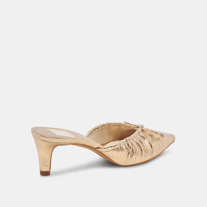 Mules and Clogs Women Dolce Vita Kairi Mid Heels Gold Distressed Leather