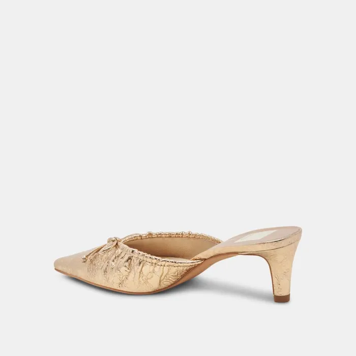 Mules and Clogs Women Dolce Vita Kairi Mid Heels Gold Distressed Leather