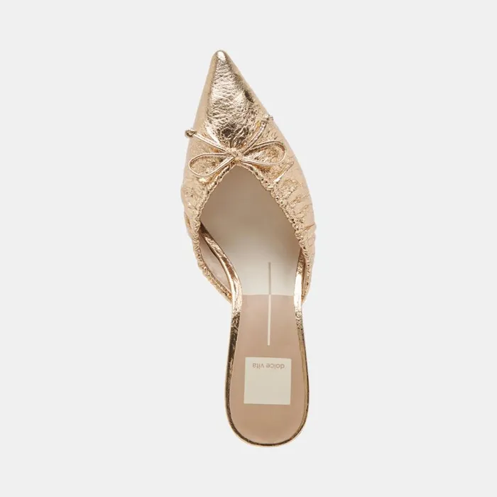Mules and Clogs Women Dolce Vita Kairi Mid Heels Gold Distressed Leather