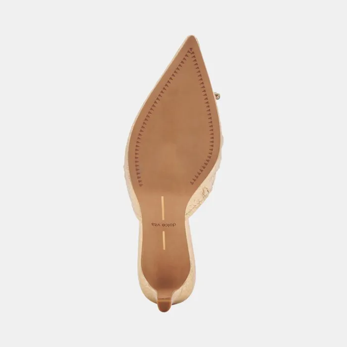 Mules and Clogs Women Dolce Vita Kairi Mid Heels Gold Distressed Leather