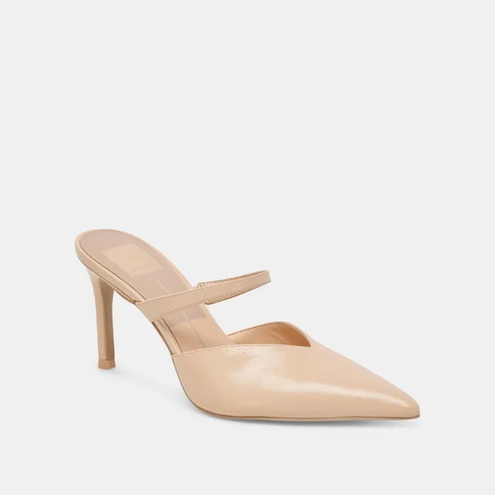 Mules and Clogs Women Dolce Vita Kanika Heels French Vanilla Crinkle Patent