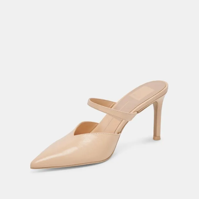 Mules and Clogs Women Dolce Vita Kanika Heels French Vanilla Crinkle Patent