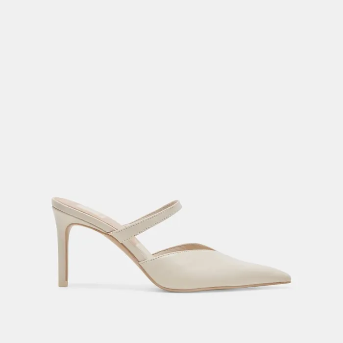 Mules and Clogs Women Dolce Vita Kanika Heels White Crinkle Patent