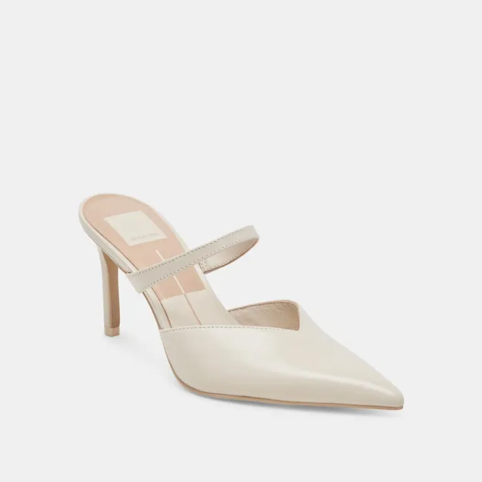 Mules and Clogs Women Dolce Vita Kanika Heels White Crinkle Patent