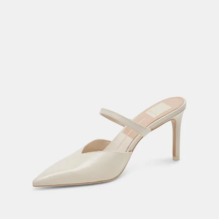 Mules and Clogs Women Dolce Vita Kanika Heels White Crinkle Patent