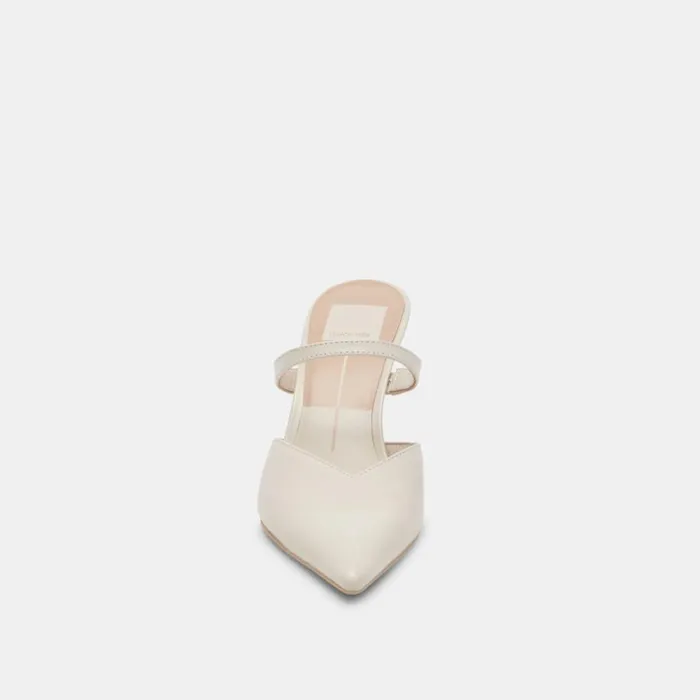 Mules and Clogs Women Dolce Vita Kanika Heels White Crinkle Patent