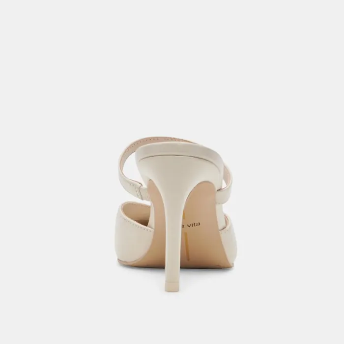 Mules and Clogs Women Dolce Vita Kanika Heels White Crinkle Patent