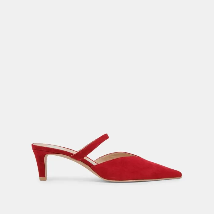 Mules and Clogs Women Dolce Vita Kanika Mid Heels Crimson Suede