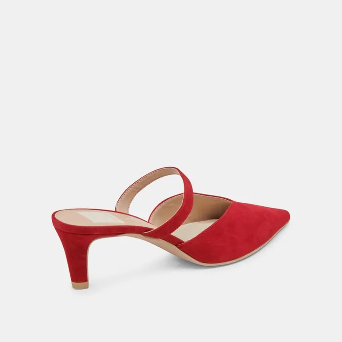 Mules and Clogs Women Dolce Vita Kanika Mid Heels Crimson Suede