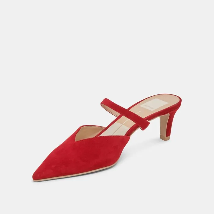 Mules and Clogs Women Dolce Vita Kanika Mid Heels Crimson Suede