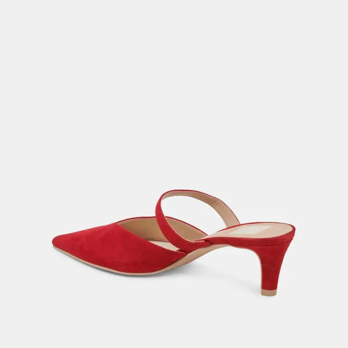 Mules and Clogs Women Dolce Vita Kanika Mid Heels Crimson Suede