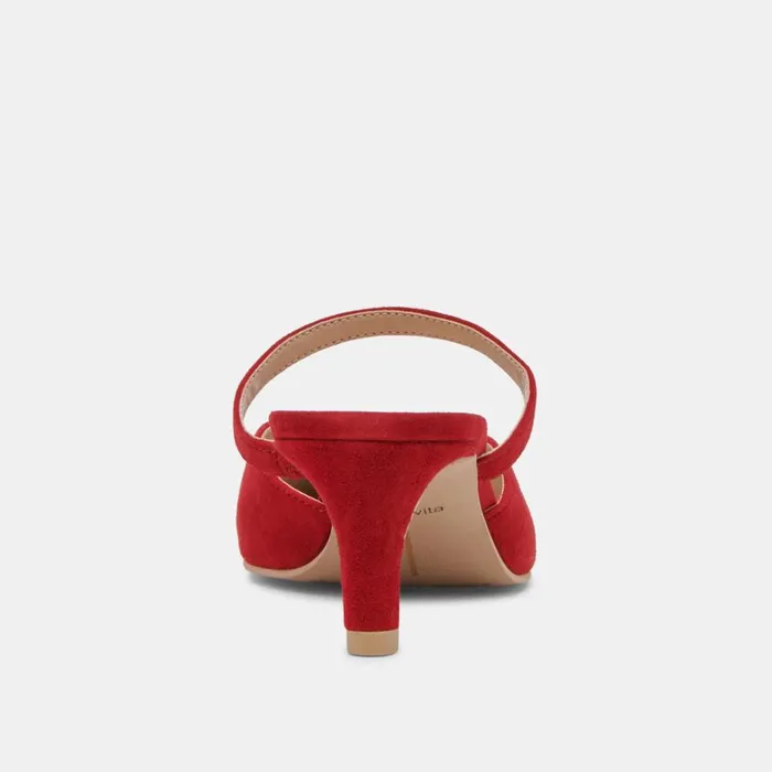 Mules and Clogs Women Dolce Vita Kanika Mid Heels Crimson Suede