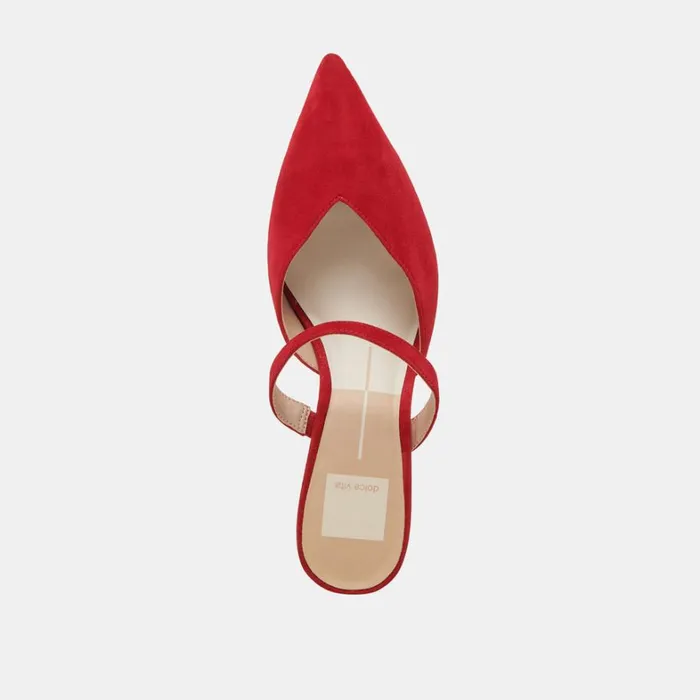 Mules and Clogs Women Dolce Vita Kanika Mid Heels Crimson Suede