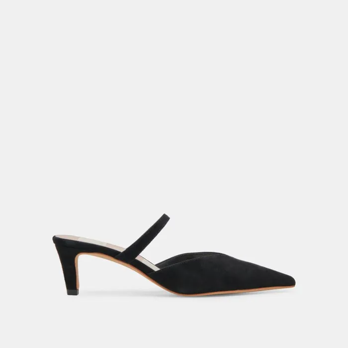 Mules and Clogs Women Dolce Vita Kanika Mid Heels Onyx Suede