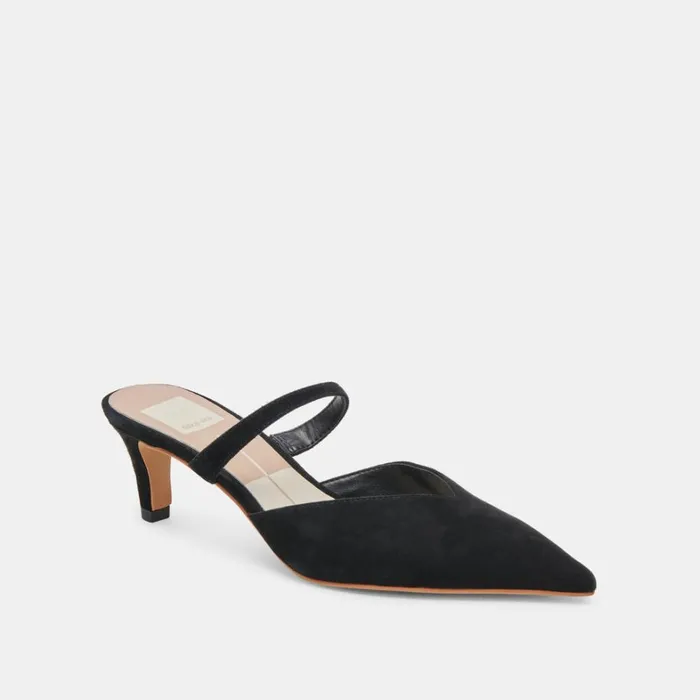 Mules and Clogs Women Dolce Vita Kanika Mid Heels Onyx Suede