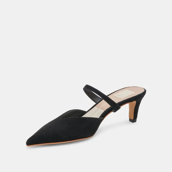 Mules and Clogs Women Dolce Vita Kanika Mid Heels Onyx Suede