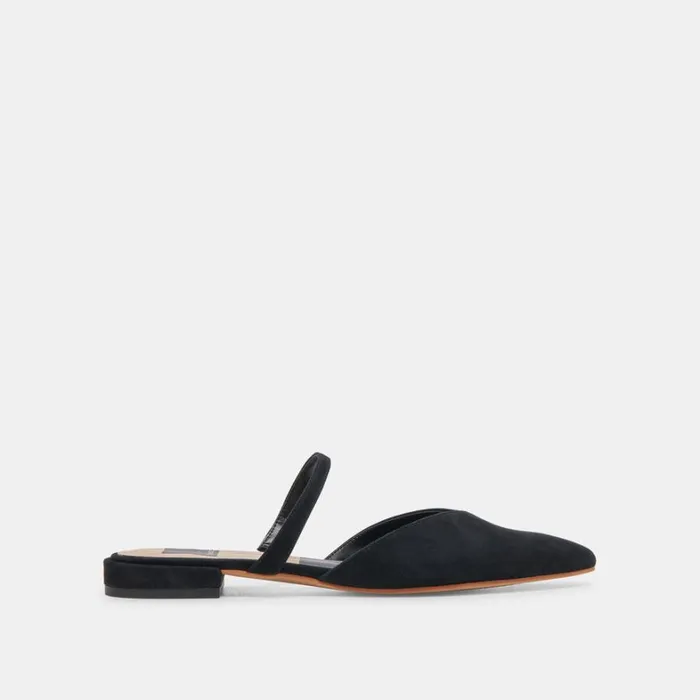 Mules and Clogs Women Dolce Vita Kanika Wide Flats Onyx Suede
