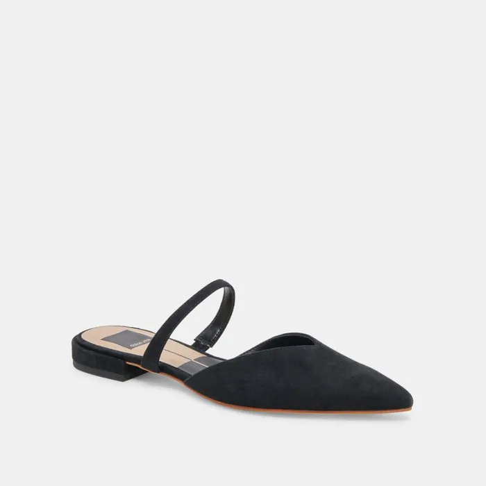 Mules and Clogs Women Dolce Vita Kanika Wide Flats Onyx Suede