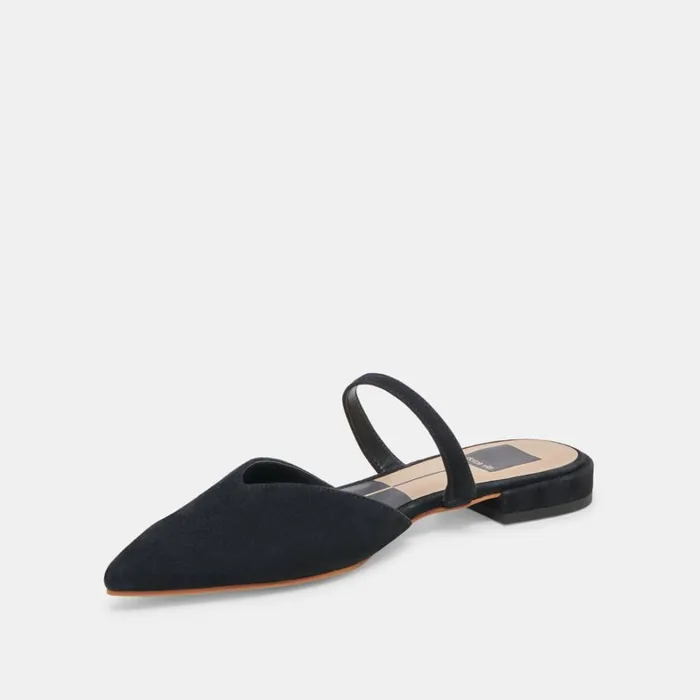 Mules and Clogs Women Dolce Vita Kanika Wide Flats Onyx Suede