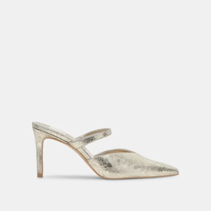 Mules and Clogs Women Dolce Vita Kanika Wide Heels Platinum Distressed Leather