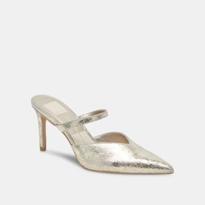 Mules and Clogs Women Dolce Vita Kanika Wide Heels Platinum Distressed Leather