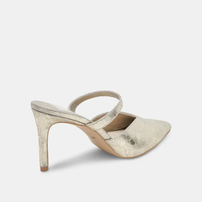Mules and Clogs Women Dolce Vita Kanika Wide Heels Platinum Distressed Leather
