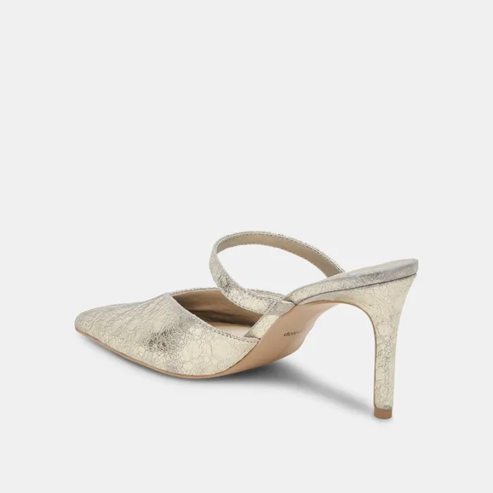 Mules and Clogs Women Dolce Vita Kanika Wide Heels Platinum Distressed Leather