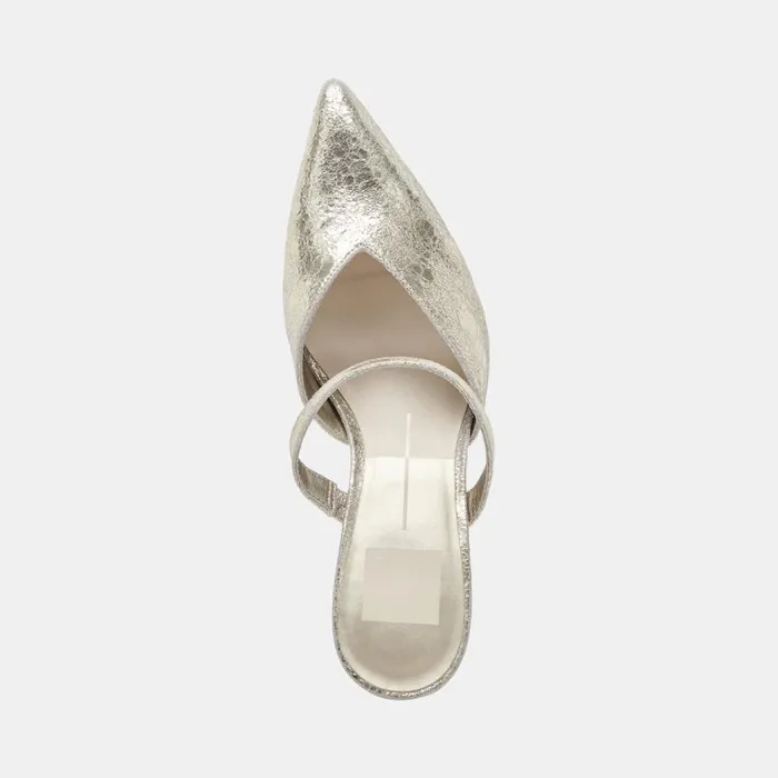 Mules and Clogs Women Dolce Vita Kanika Wide Heels Platinum Distressed Leather