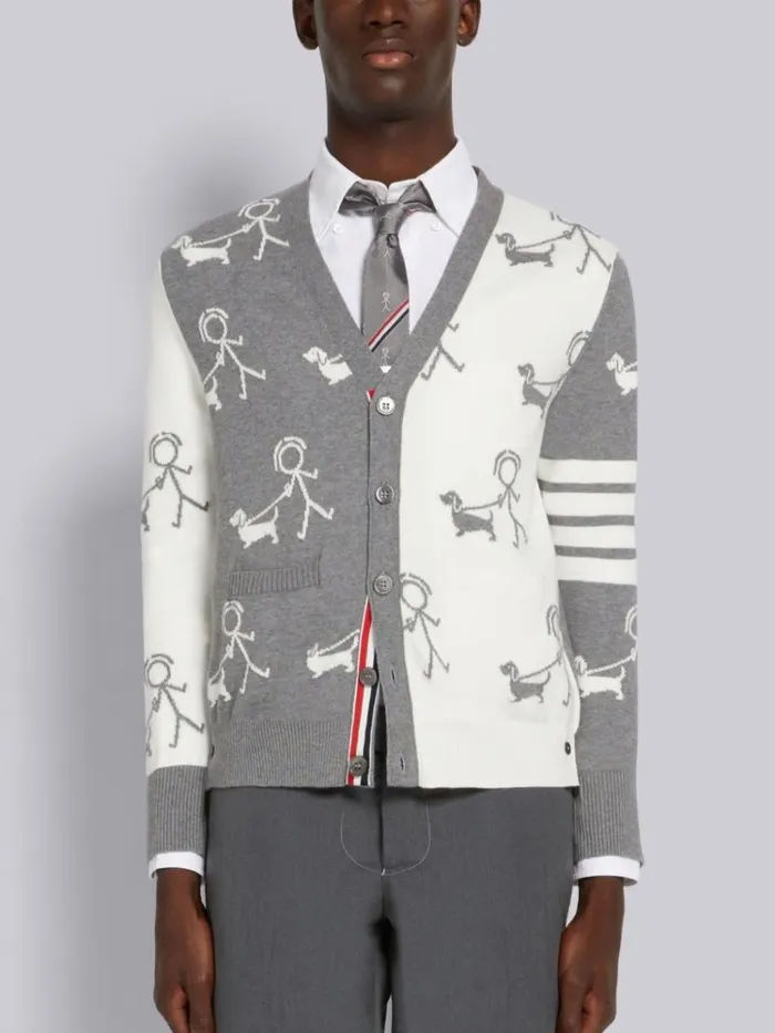 Multicolor Funmix Cotton 4bar And Mr Thom Hector Half Drop Cardigan Seasonal Multi Men Thom Browne Knitwear
