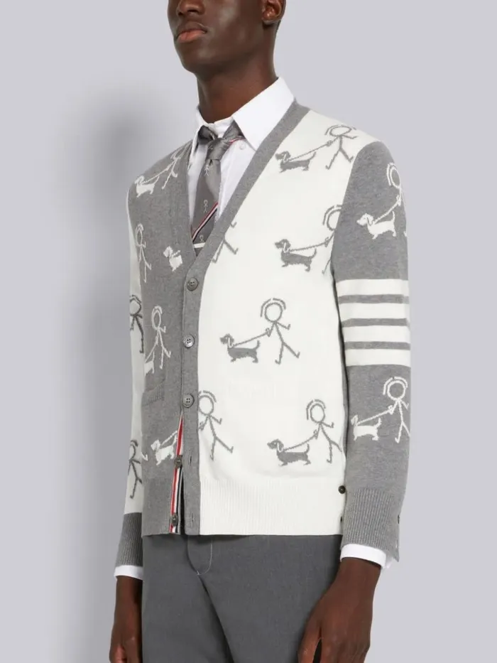 Multicolor Funmix Cotton 4bar And Mr Thom Hector Half Drop Cardigan Seasonal Multi Men Thom Browne Knitwear