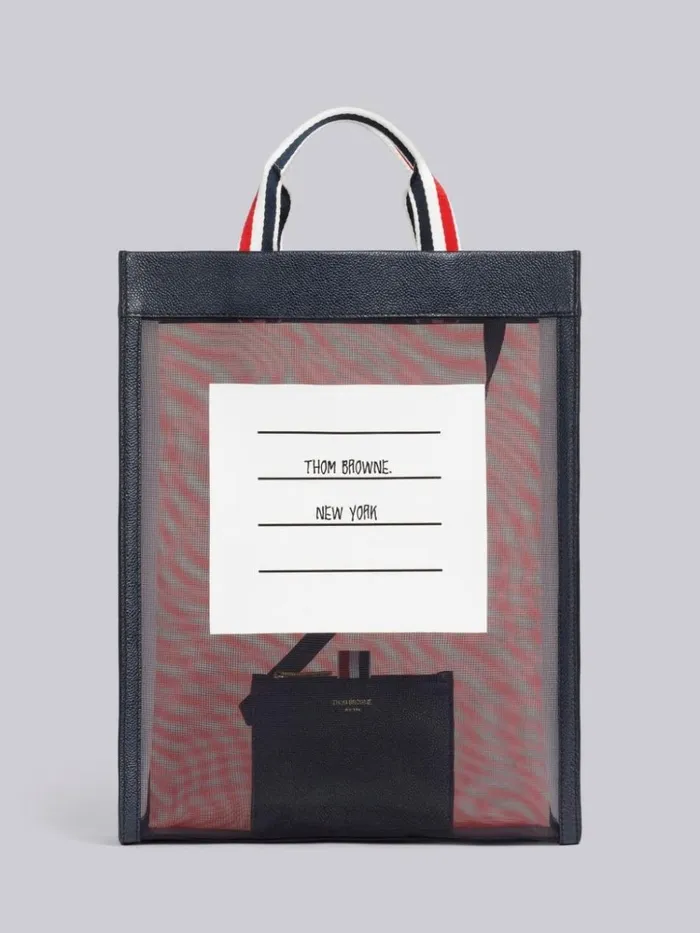Multicolor Funmix Mesh Paper Label Stripe Handle Vertical Tote Rwbwht WomenMen Thom Browne Handbags and Totes Multicolor Funmix Mesh Paper Label Stripe Handle Vertical Tote Rwbwht WomenMen Thom Browne Handbags and Totes