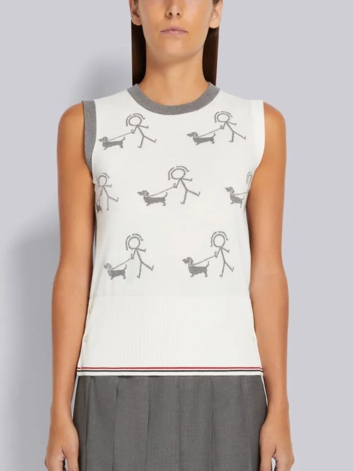 Multicolor Funmix Mrs Thom Walking Hector Half Drop Shell Top Seasonal Multi Women Thom Browne Knitwear