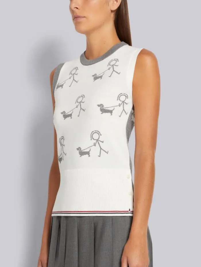 Multicolor Funmix Mrs Thom Walking Hector Half Drop Shell Top Seasonal Multi Women Thom Browne Knitwear