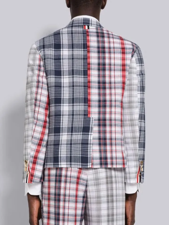 Multicolor Funmix Stripe Plaid Shrunken Sack Jacket Rwbwht Men Thom Browne Jackets and Suiting