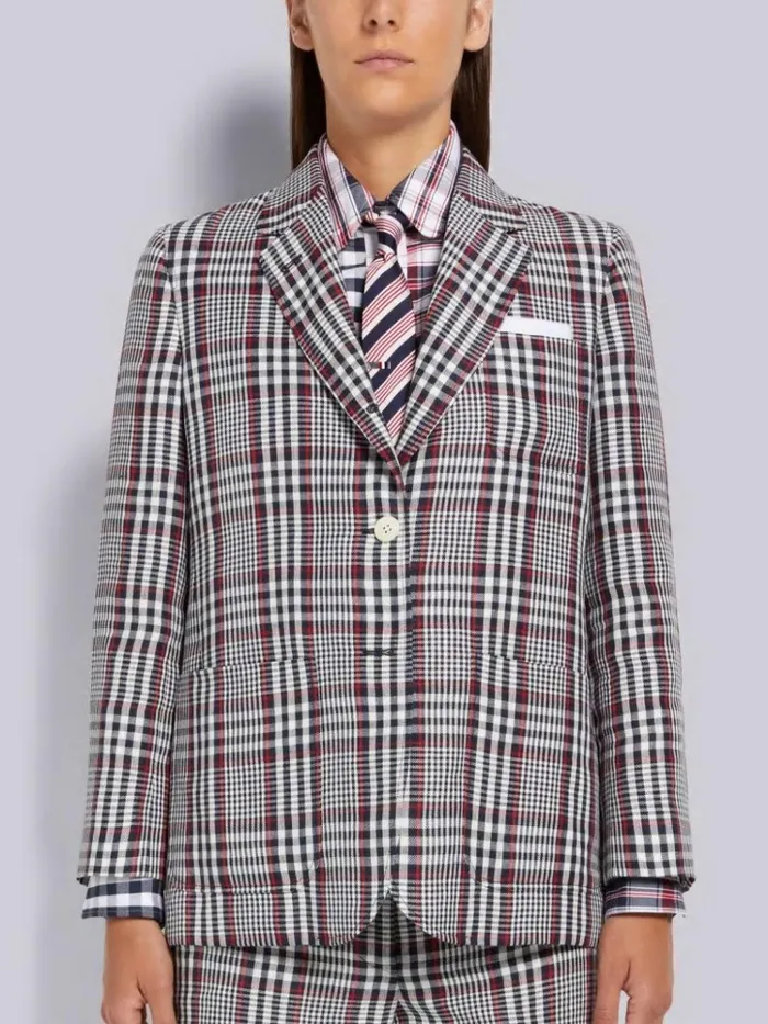 Multicolor Gingham Crispy Linen Unconstructed Sack Jacket Rwbwht Women Thom Browne Jackets Multicolor Gingham Crispy Linen Unconstructed Sack Jacket Rwbwht Women Thom Browne Jackets