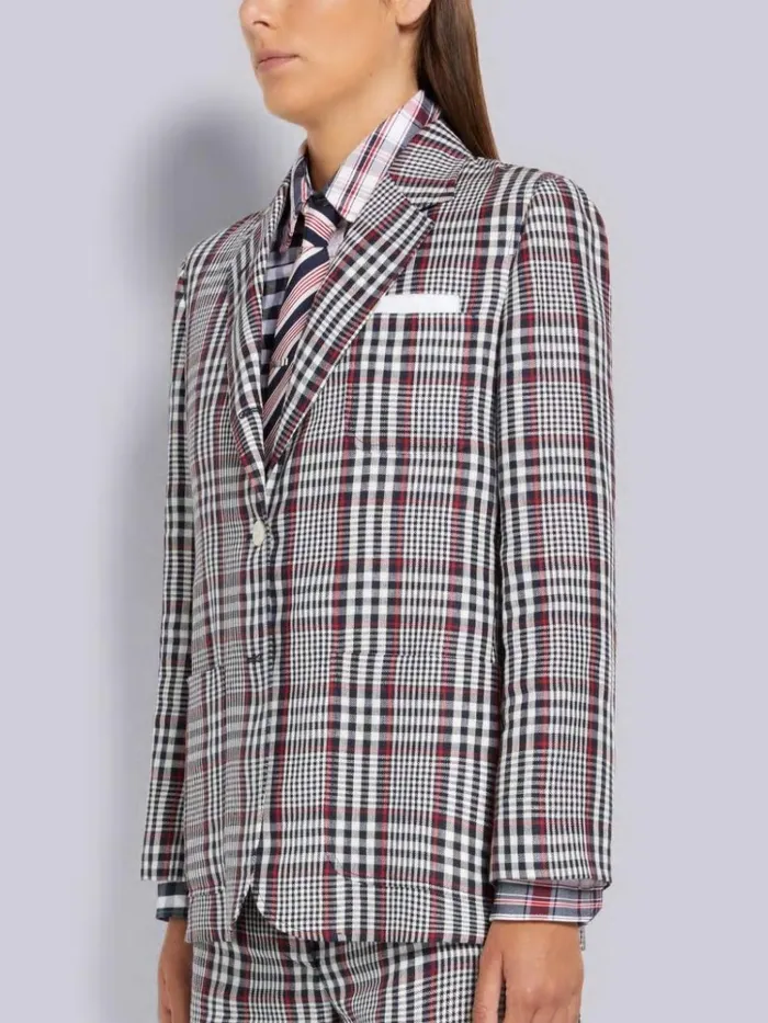 Multicolor Gingham Crispy Linen Unconstructed Sack Jacket Rwbwht Women Thom Browne Jackets