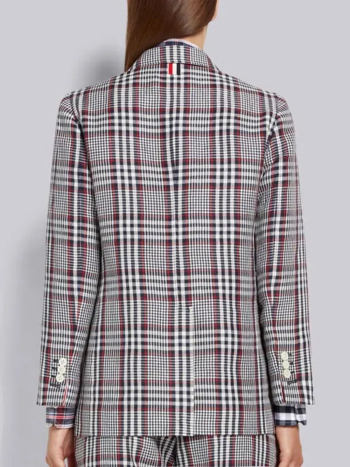 Multicolor Gingham Crispy Linen Unconstructed Sack Jacket Rwbwht Women Thom Browne Jackets