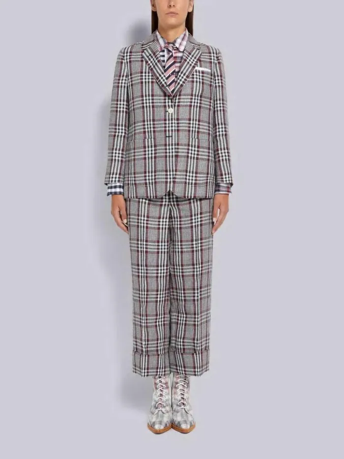 Multicolor Gingham Crispy Linen Unconstructed Sack Jacket Rwbwht Women Thom Browne Jackets