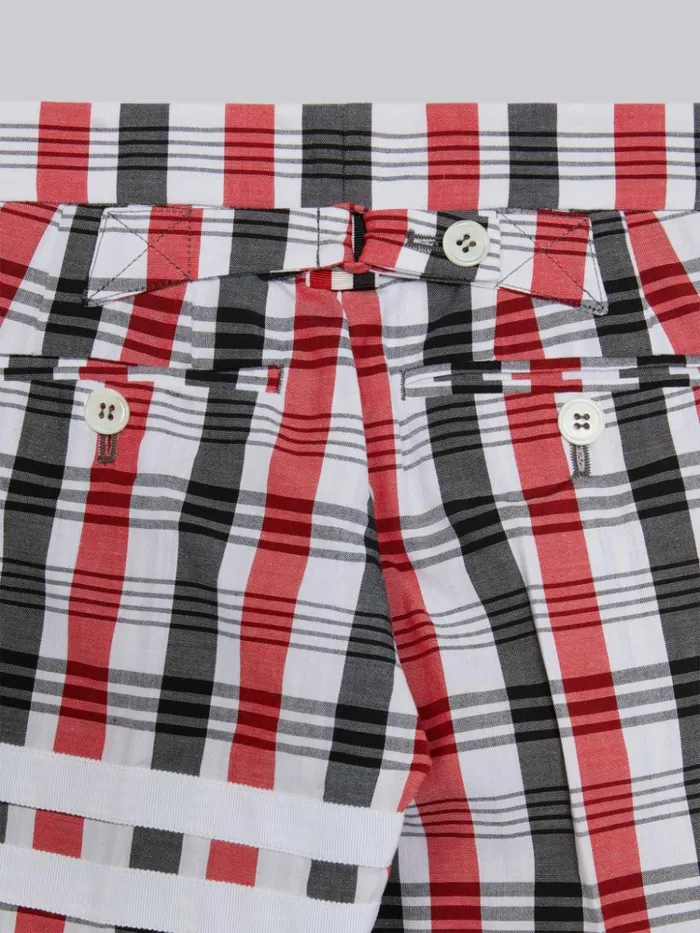 Multicolor Small Madras Check Cotton Grosgrain 4bar Bermuda Short Rwbwht Girls Thom Browne Skirts And Trousers