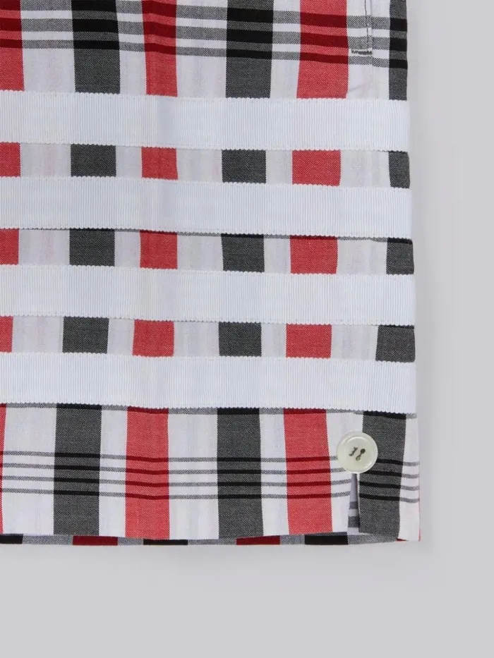 Multicolor Small Madras Check Cotton Grosgrain 4bar Bermuda Short Rwbwht Girls Thom Browne Skirts And Trousers