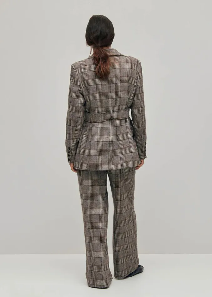 Nagano Checks Brown Blazer Women ALOHAS Blazers Vests