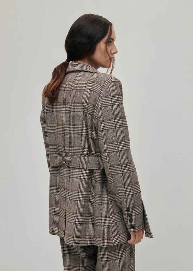 Nagano Checks Brown Blazer Women ALOHAS Blazers Vests