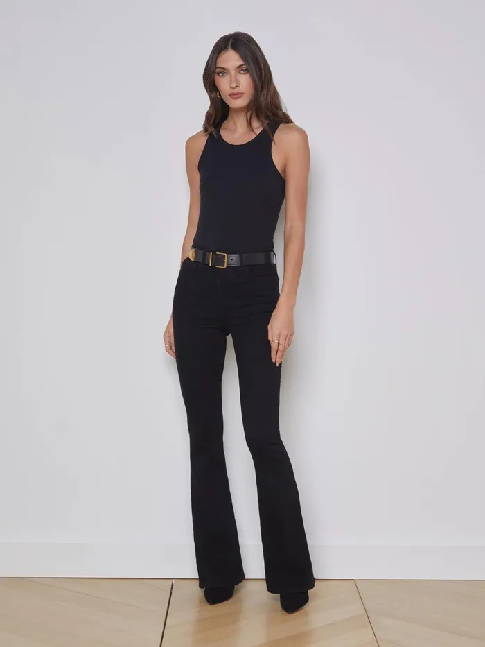Nia Ribbed Tank Black Women L039Agence Camisoles and Tanks Nia Ribbed Tank Black Women L039Agence Camisoles and Tanks