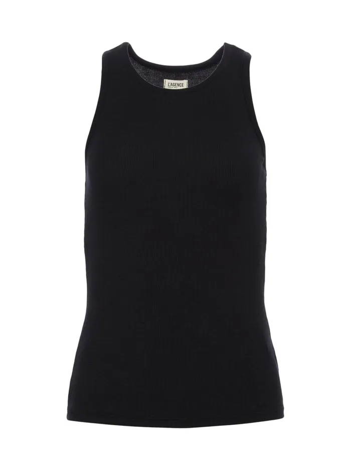 Nia Ribbed Tank Black Women L039Agence Camisoles and Tanks Nia Ribbed Tank Black Women L039Agence Camisoles and Tanks