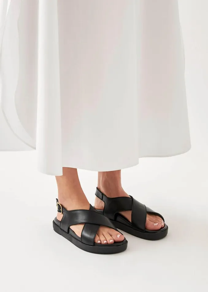 Nico Black Leather Sandals Women ALOHAS Sandals
